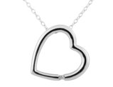 Sterling Silver Open Heart Pendant Necklace with Diamond Accent in Sterling Silver